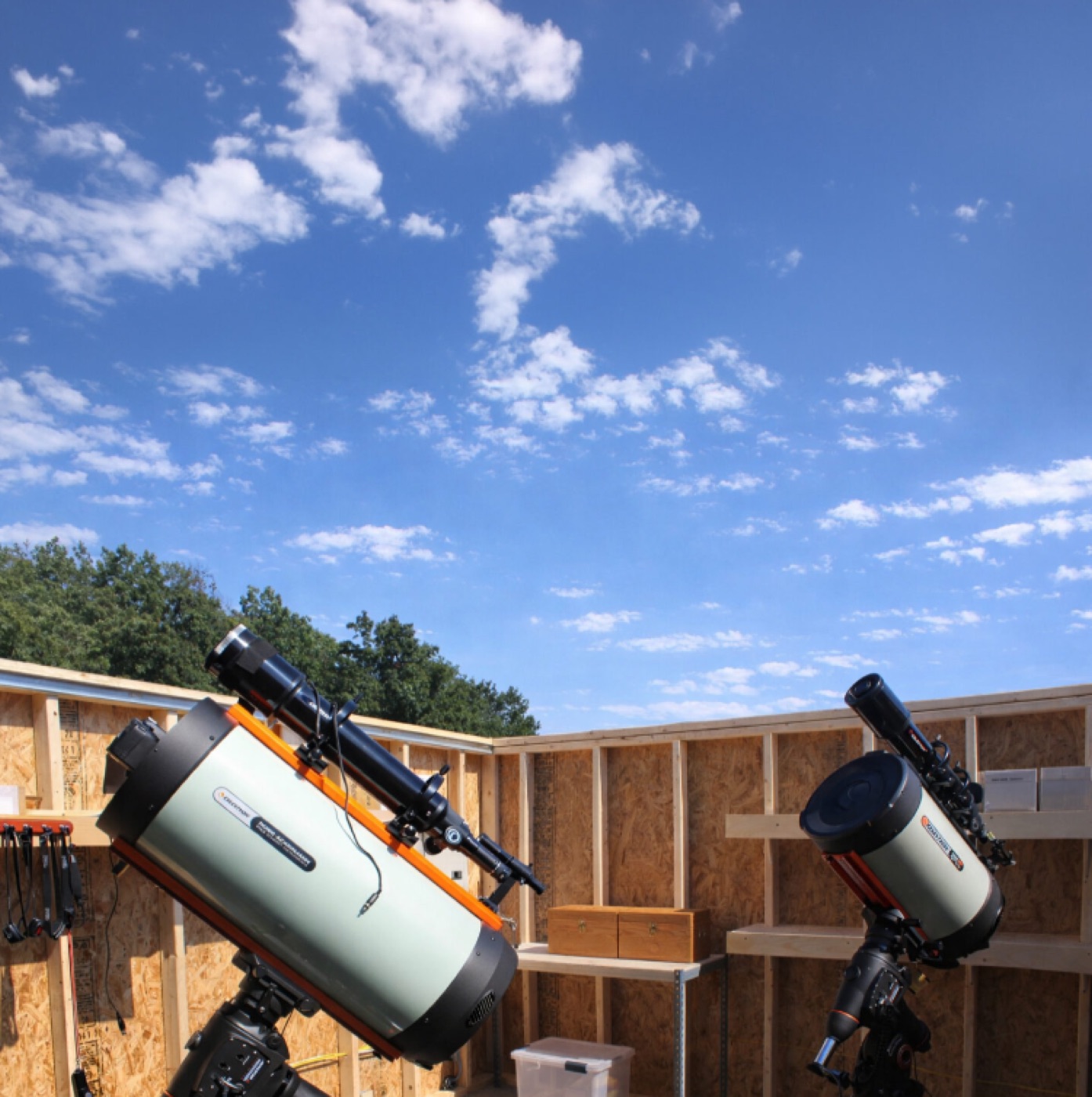 Backyard SkyShed interior with telescope